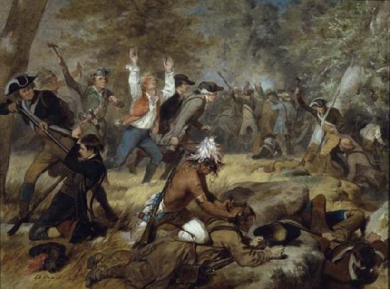 unknow artist Oil on canvas painting depicting the Wyoming Massacre, July 3, 1778.